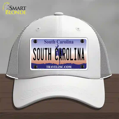 South Carolina Novelty License Plate Hat Mesh / White