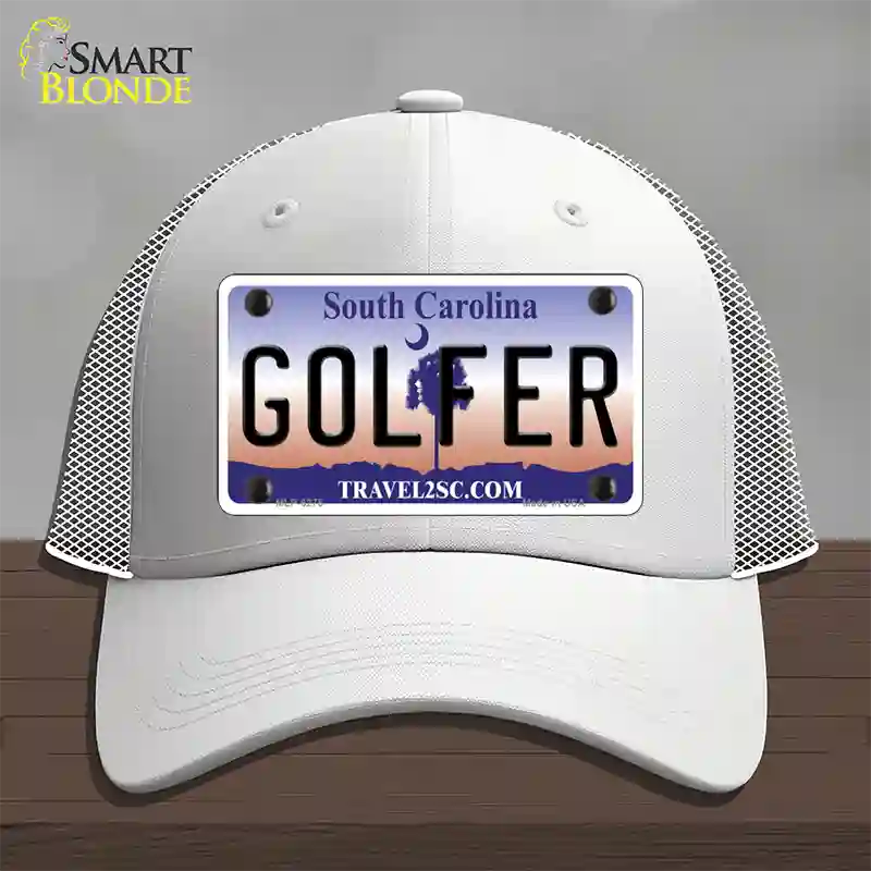 Golfer South Carolina Novelty License Plate Hat Mesh / White