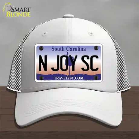 N Joy SC South Carolina Novelty License Plate Hat Mesh / White