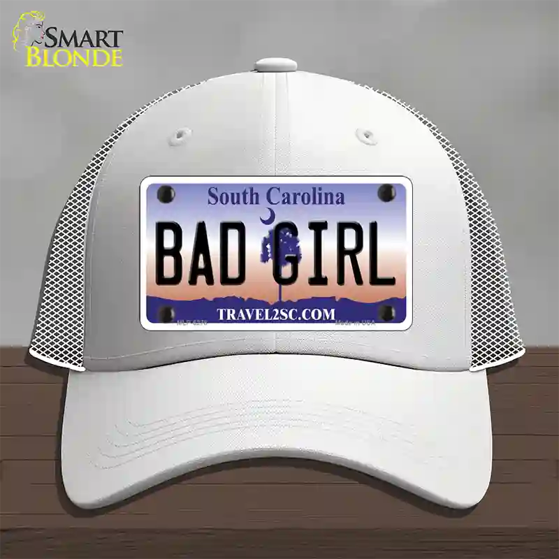 Bad Girl South Carolina Novelty License Plate Hat Mesh / White