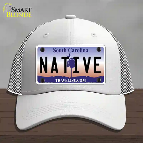 Native South Carolina Novelty License Plate Hat Mesh / White