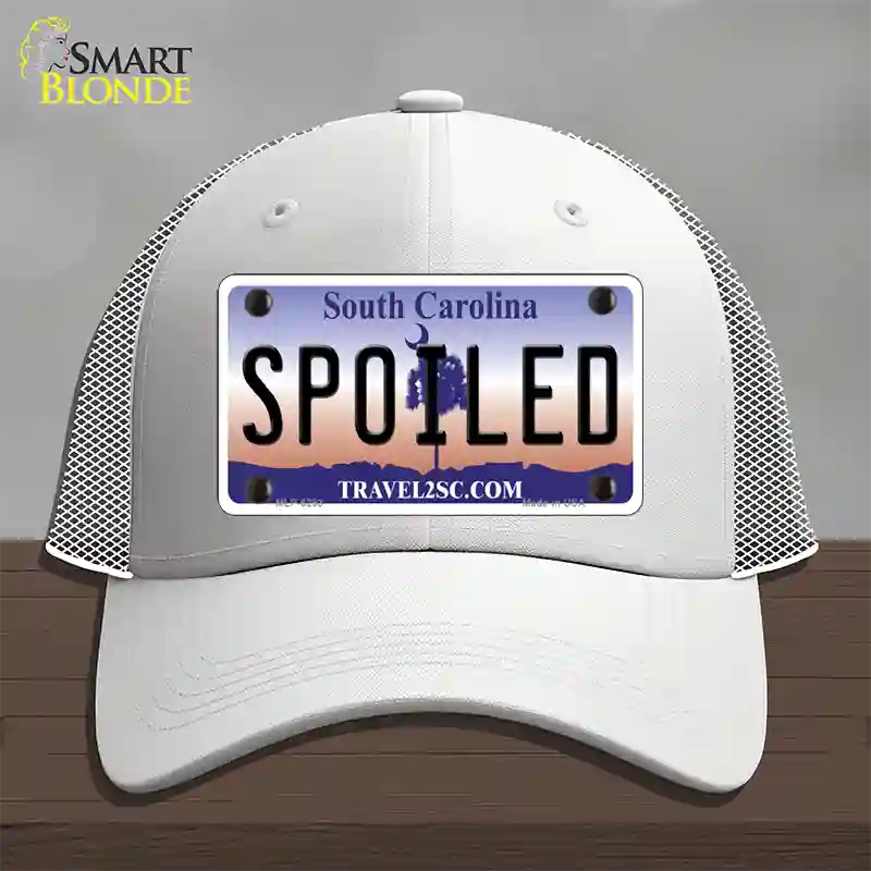 Spoiled South Carolina Novelty License Plate Hat Mesh / White