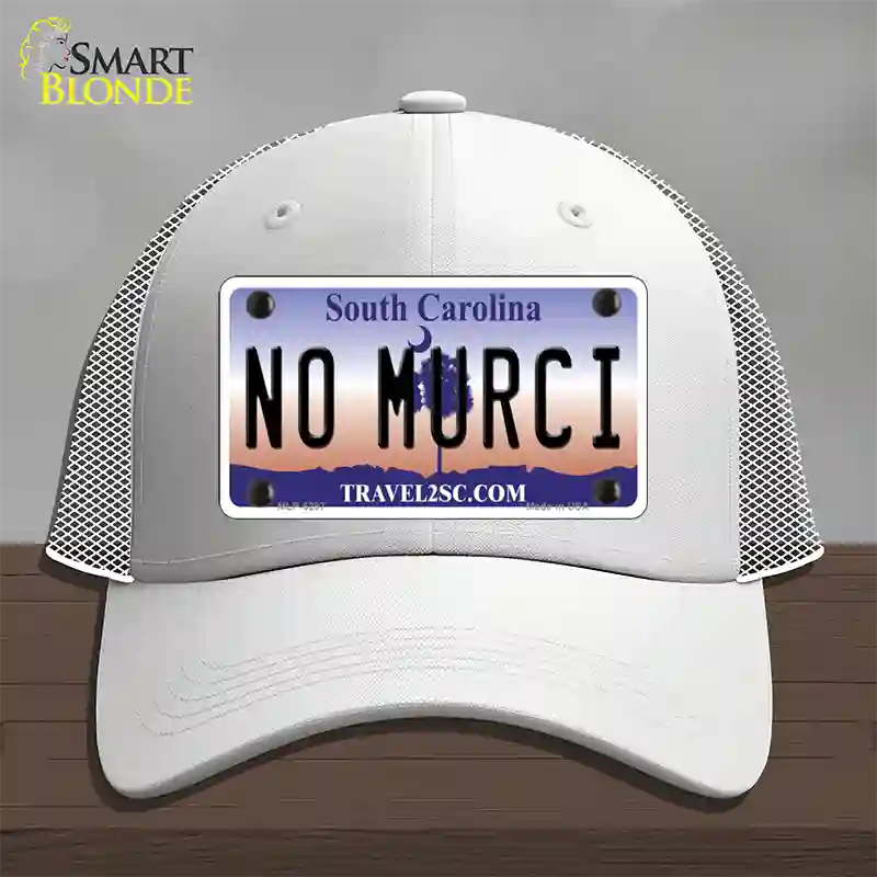 No Murci South Carolina Novelty License Plate Hat Mesh / White