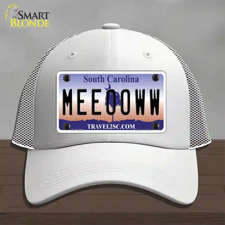 Meeooww South Carolina Novelty License Plate Hat Mesh / White