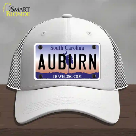 Auburn South Carolina Novelty License Plate Hat Mesh / White