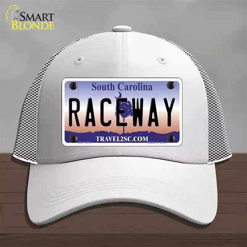 Raceway South Carolina Novelty License Plate Hat Mesh / White