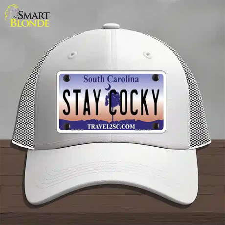 Stay Cocky South Carolina Novelty License Plate Hat Mesh / White