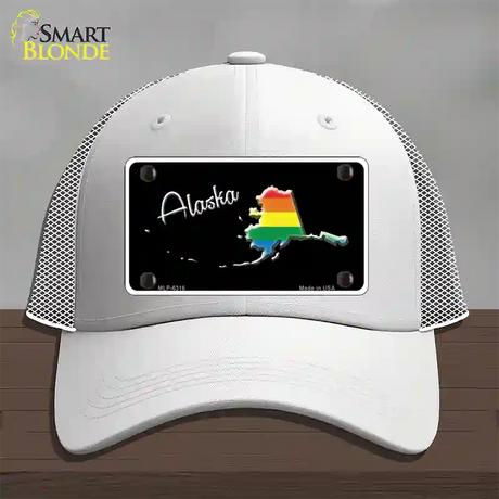 Alaska Rainbow Novelty License Plate Hat Mesh / White