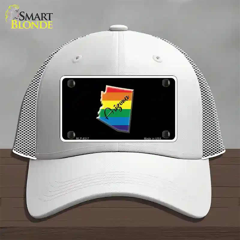 Arizona Rainbow Novelty License Plate Hat Mesh / White