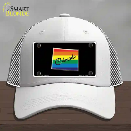 Colorado Rainbow Novelty License Plate Hat Mesh / White