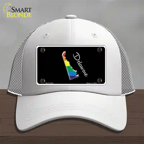 Delaware Rainbow Novelty License Plate Hat Mesh / White