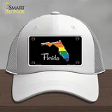 Florida Rainbow Novelty License Plate Hat Mesh / White