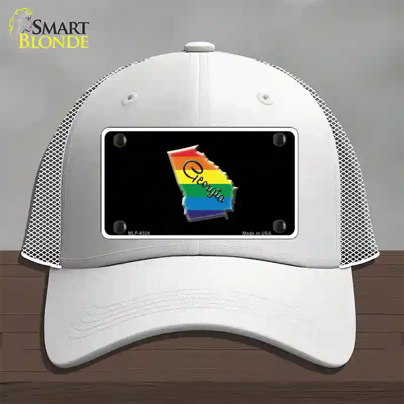 Georgia Rainbow Novelty License Plate Hat Mesh / White