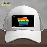 Iowa Rainbow Novelty License Plate Hat Mesh / White