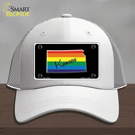 Kansas Rainbow Novelty License Plate Hat Mesh / White