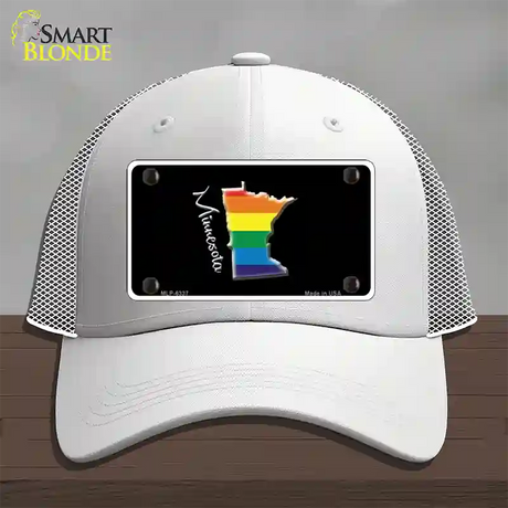 Minnesota Rainbow Novelty License Plate Hat Mesh / White