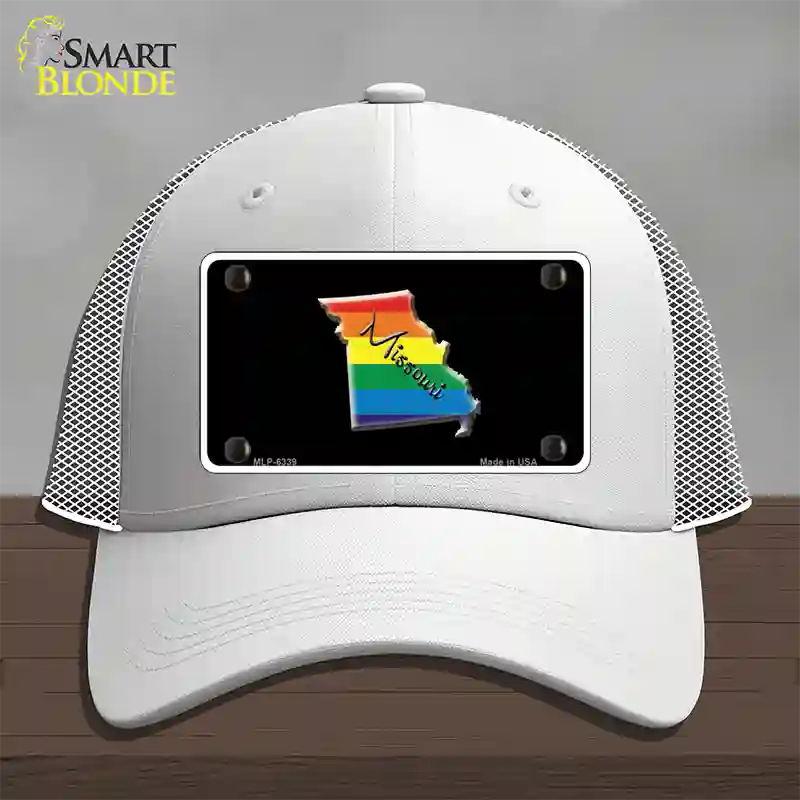 Missouri Rainbow Novelty License Plate Hat Mesh / White