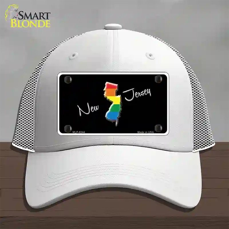 New Jersey Rainbow Novelty License Plate Hat Mesh / White