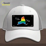 New York Rainbow Novelty License Plate Hat Mesh / White