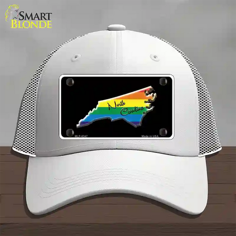 North Carolina Rainbow Novelty License Plate Hat Mesh / White