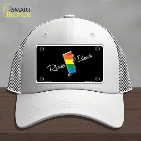 Rhode Island Rainbow Novelty License Plate Hat Mesh / White