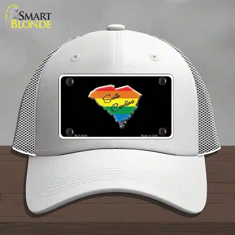 South Carolina Rainbow Novelty License Plate Hat Mesh / White