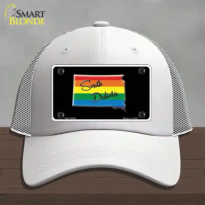 South Dakota Rainbow Novelty License Plate Hat Mesh / White