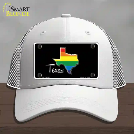 Texas Rainbow Novelty License Plate Hat Mesh / White