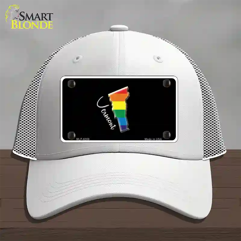 Vermont Rainbow Novelty License Plate Hat Mesh / White