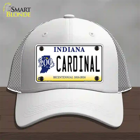 Cardinal Indiana Novelty License Plate Hat Mesh / White