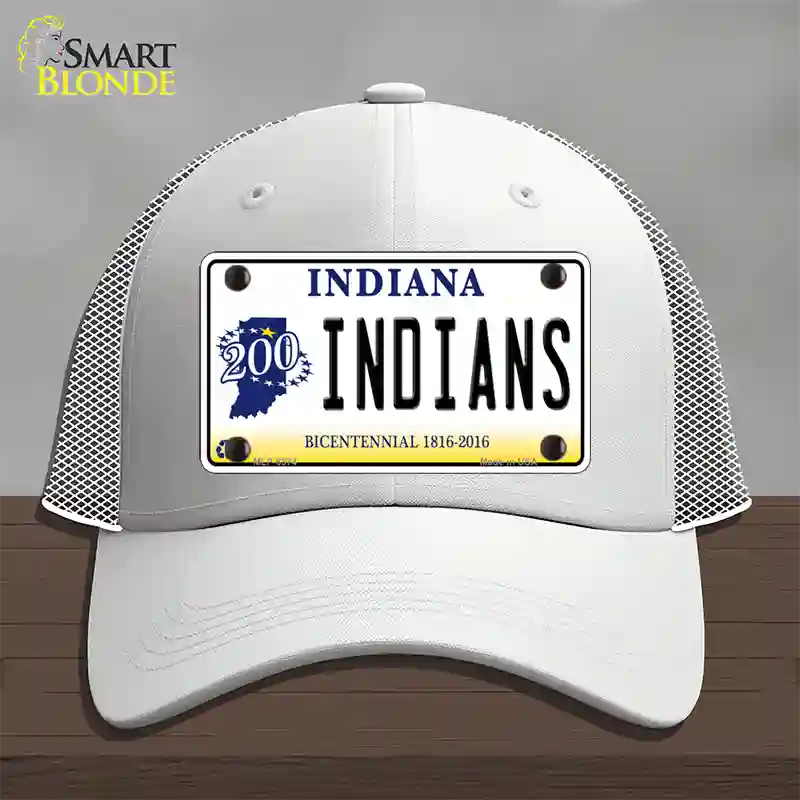 Indians Indiana Novelty License Plate Hat Mesh / White