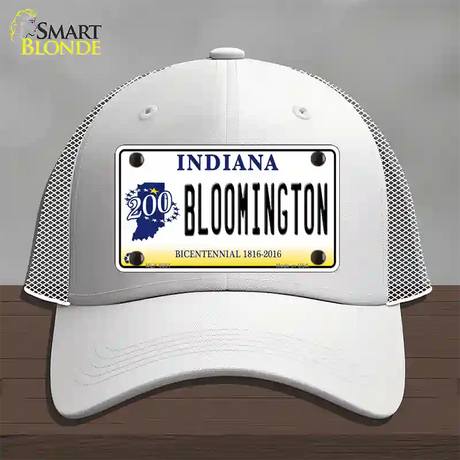 Bloomington Indiana Novelty License Plate Hat Mesh / White