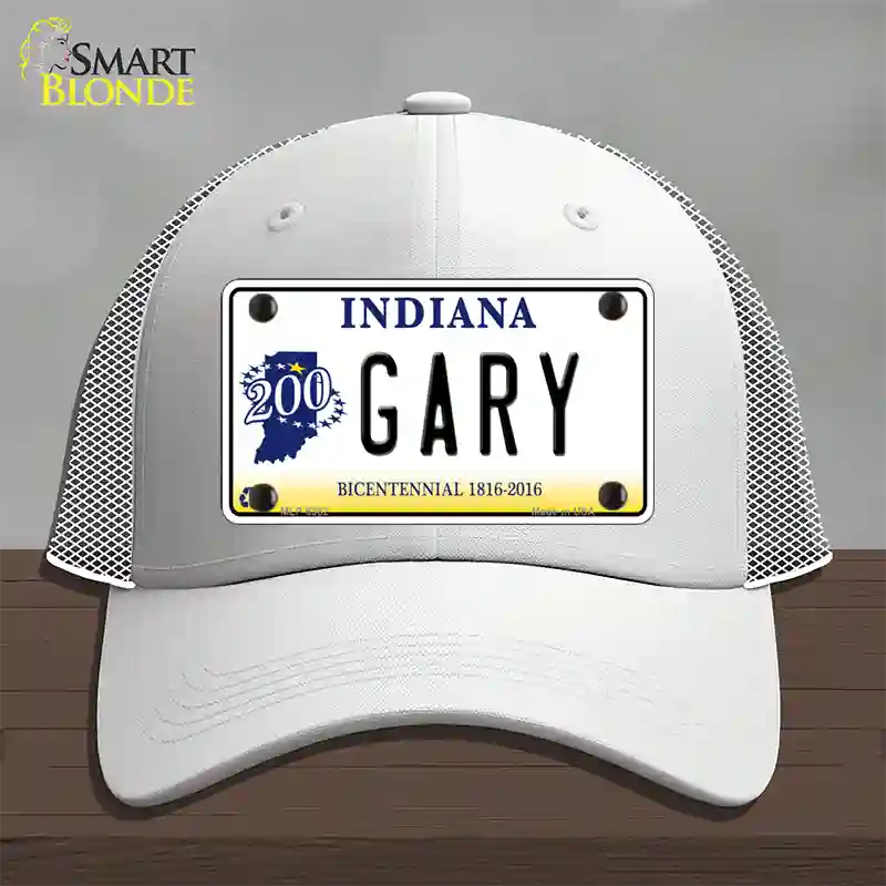 Gary Indiana Novelty License Plate Hat Mesh / White