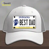 Best Dad Indiana Bicentennial Novelty License Plate Hat Mesh / White