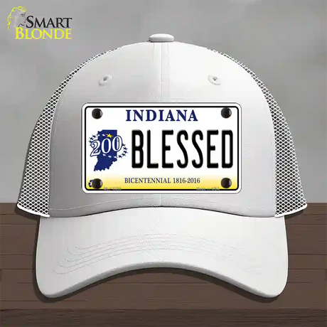 Blessed Indiana Novelty License Plate Hat Mesh / White