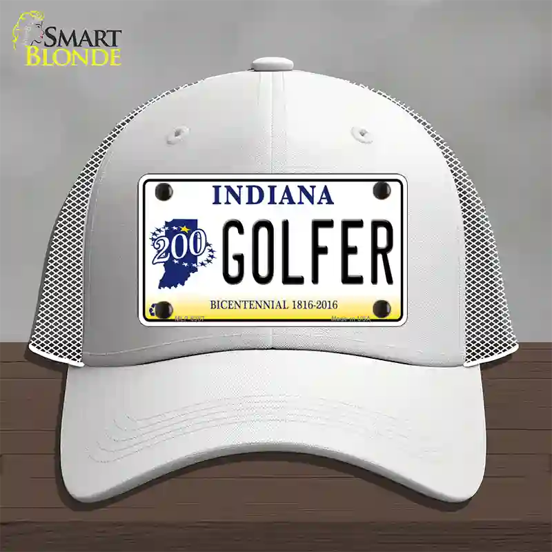 Golfer Indiana Novelty License Plate Hat Mesh / White