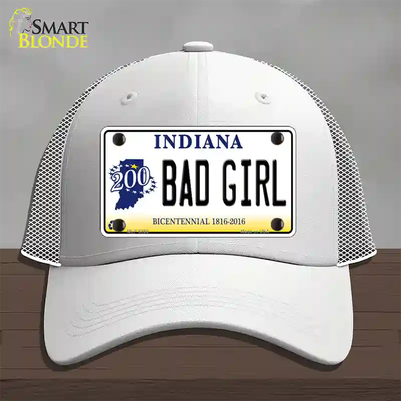 Bad Girl Indiana Novelty License Plate Hat Mesh / White