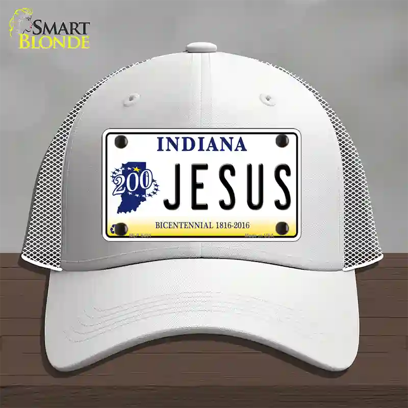 Jesus Indiana Novelty License Plate Hat Mesh / White