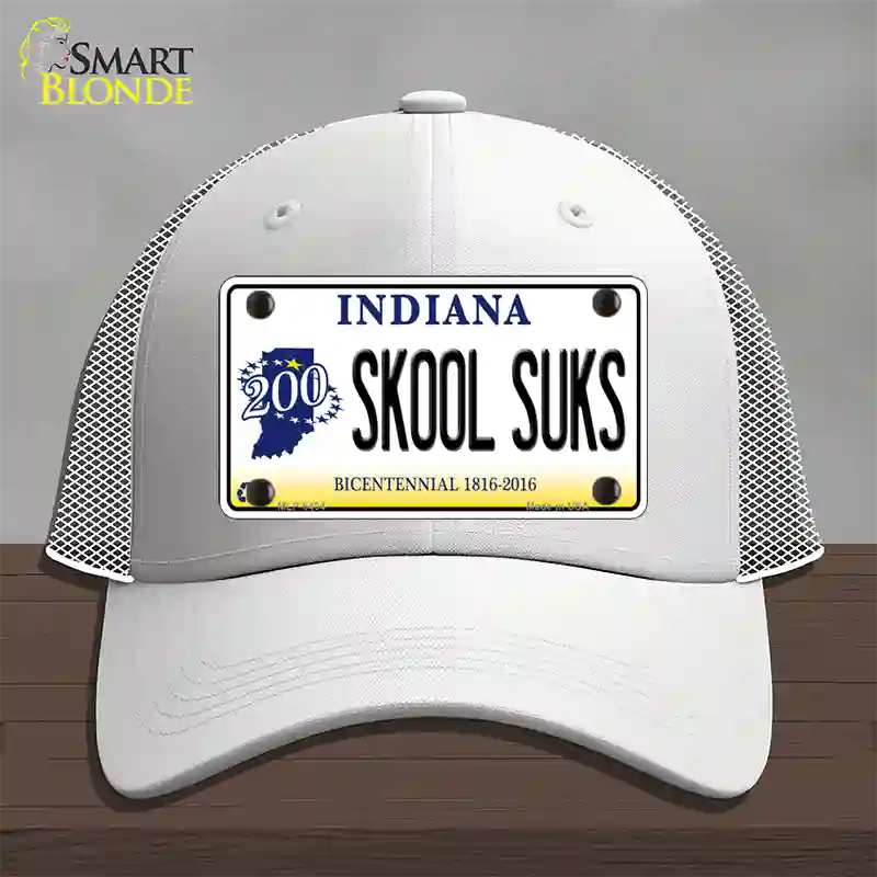 Skook Suks Indiana Novelty License Plate Hat Mesh / White