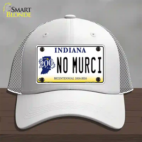 No Murci Indiana Novelty License Plate Hat Mesh / White