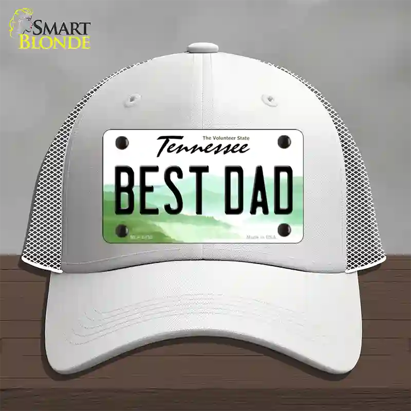 Best Dad Tennessee Novelty License Plate Hat Mesh / White