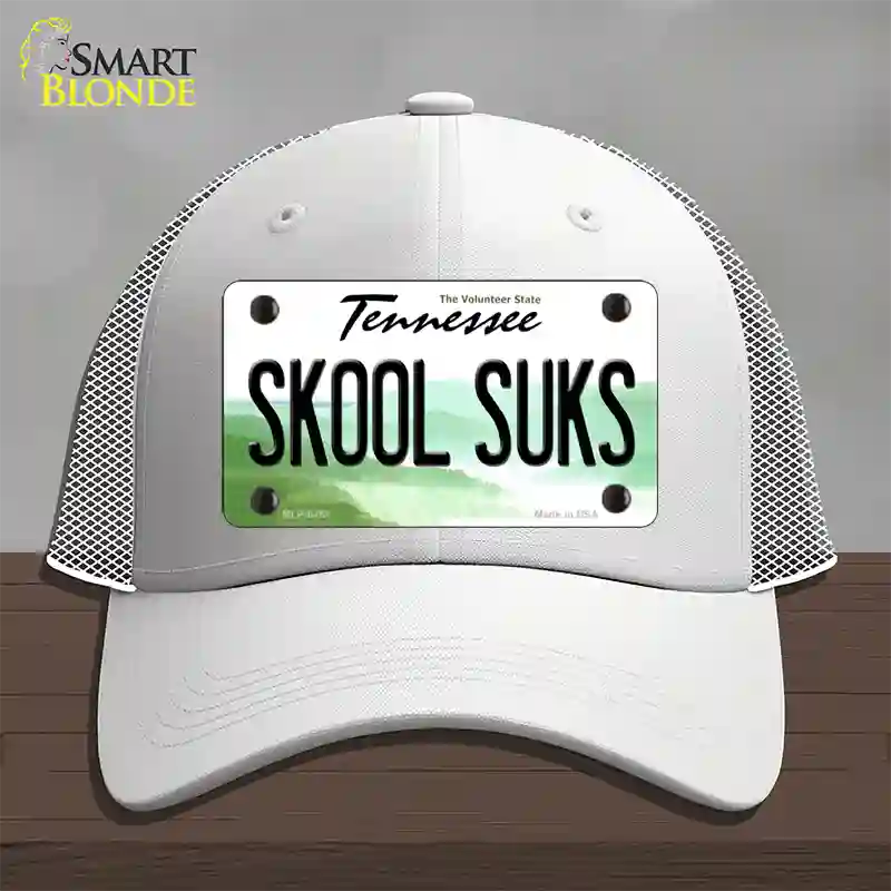 Skool Suks Tennessee Novelty License Plate Hat Mesh / White