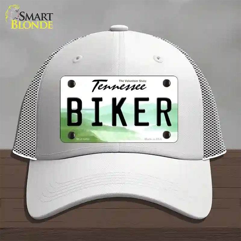 Biker Tennessee Novelty License Plate Hat Mesh / White