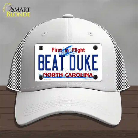 Beat Duke North Carolina Novelty License Plate Hat Mesh / White