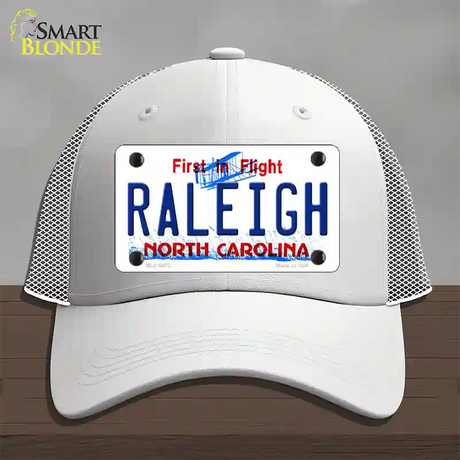 Raleigh North Carolina Novelty License Plate Hat Mesh / White