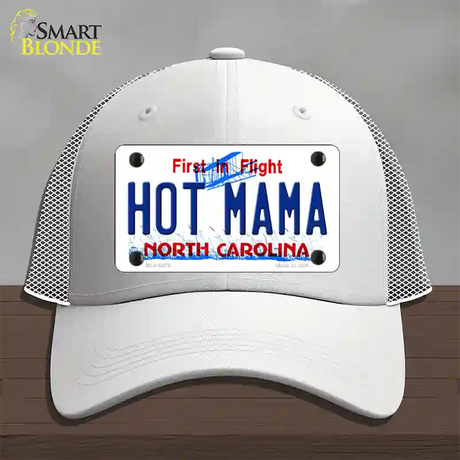 Hot Mama North Carolina Novelty License Plate Hat Mesh / White