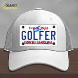 Golfer North Carolina Novelty License Plate Hat Mesh / White