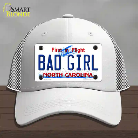 Bad Girl North Carolina Novelty License Plate Hat Mesh / White