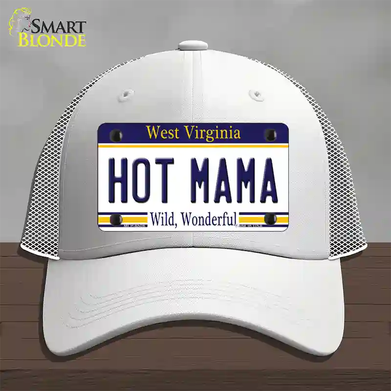 Hot Mama West Virginia Novelty License Plate Hat Mesh / White