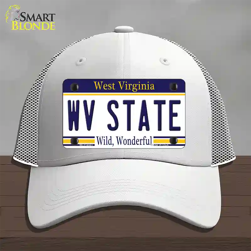 West Virginia State Novelty License Plate Hat Mesh / White